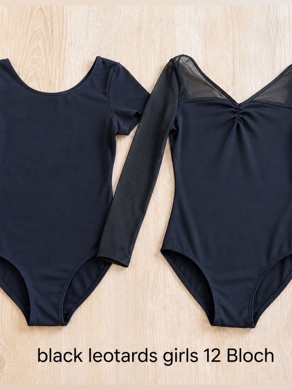Bloch + Black Dance Leotards Girls Size 12 Ballet Lyrical Mesh Long Sleeve Large